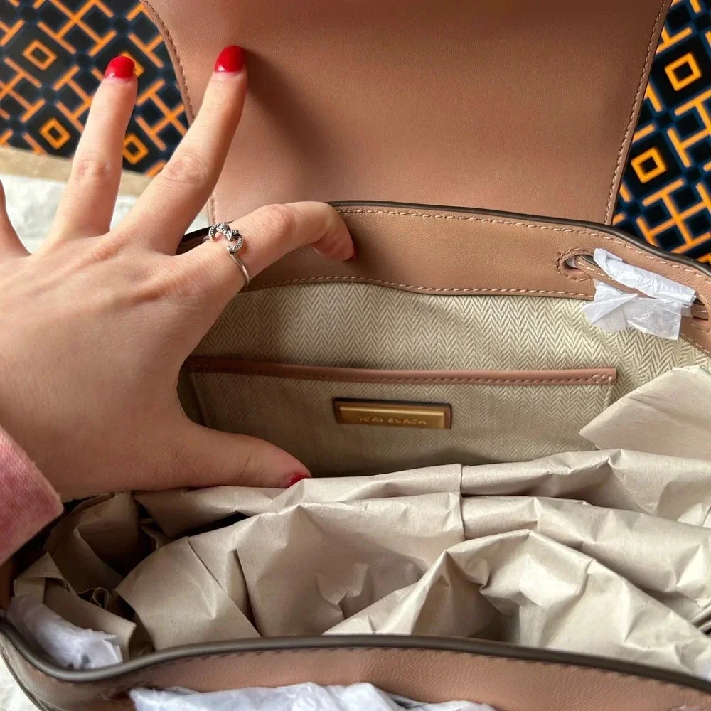 Tory Burch Willa Soft Quilt Backpack Roasted Almond Gold